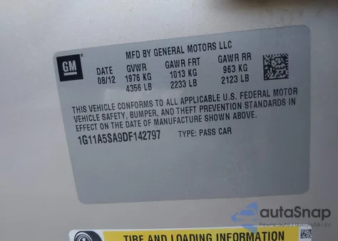 2013 Chevrolet Malibu 1Fl from USA, damaged, VIN 1G11A5SA9DF142797